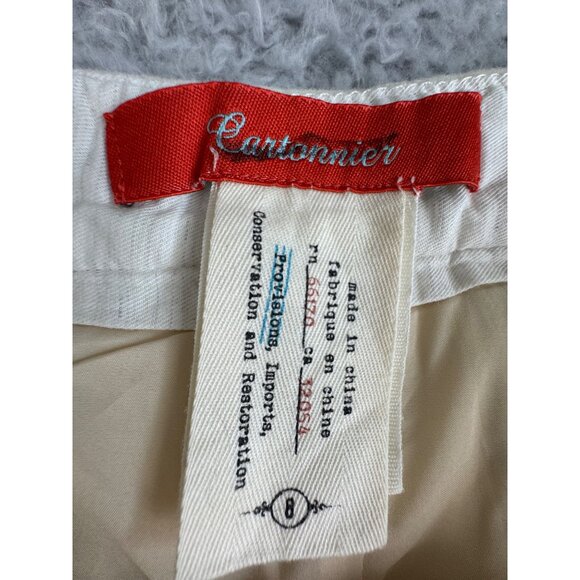 Cartonnier Womens 8 High-Waist Sailor Shorts Cream Linen Blend W/ Button Details - Picture 8 of 13